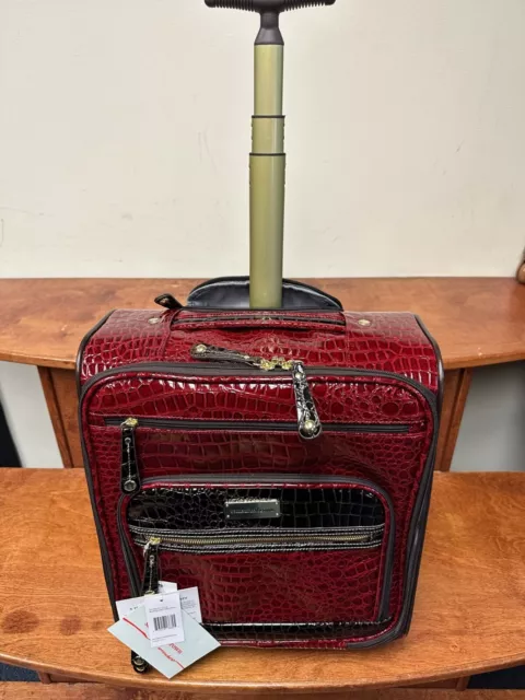 New Samantha Brown Classic Croc Underseat Wheeled Bag 15" Carryon Burgundy