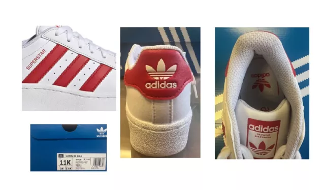 Superstar XLG Sneaker Shoe Child Kid Youth White Scarlet Red Adidas 11C - 3Y