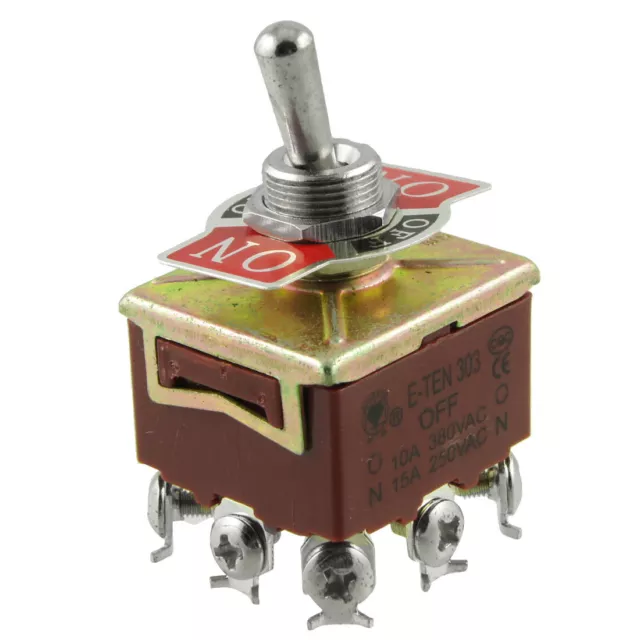 3PDT On/Off/On 3 Postion 9 Screw Terminals Toggle Switch AC 250V 15A