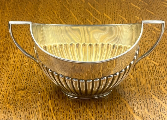 Half fluted sterling silver sugar bowl London 1894