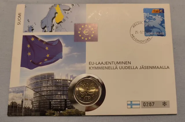 2 euro commemorativo Finlandia 2004 allargamento in busta filatelico numismatica