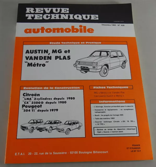 Reparaturanleitung Revue Technique Austin, MG Metro / Citroën LNA Stand 12/1982