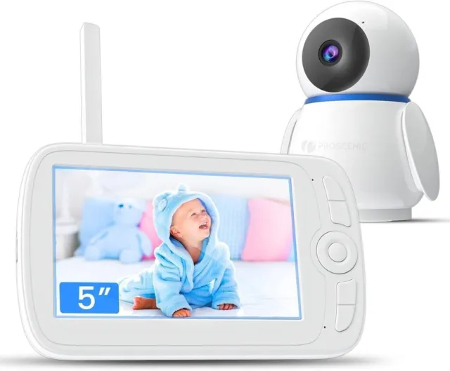 Babyphone Kamera 1080P 5" Bildschirm Video Akku Nachtsicht Gegensprechfunktion
