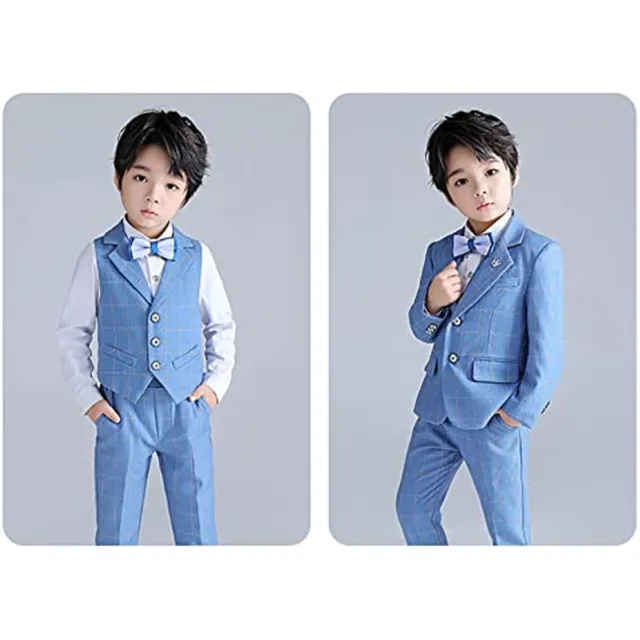 Boys Blue Suits 5 Piece Wedding Suit Prom Page Boy Formal Party 2-13 Years