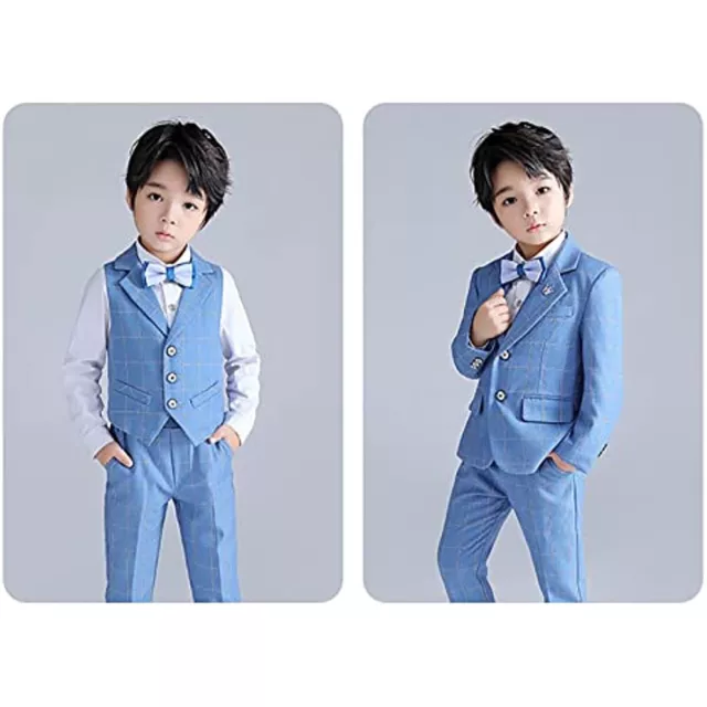 Boys Blue Suits 5 Piece Wedding Suit Prom Page Boy Formal Party 2-13 Years
