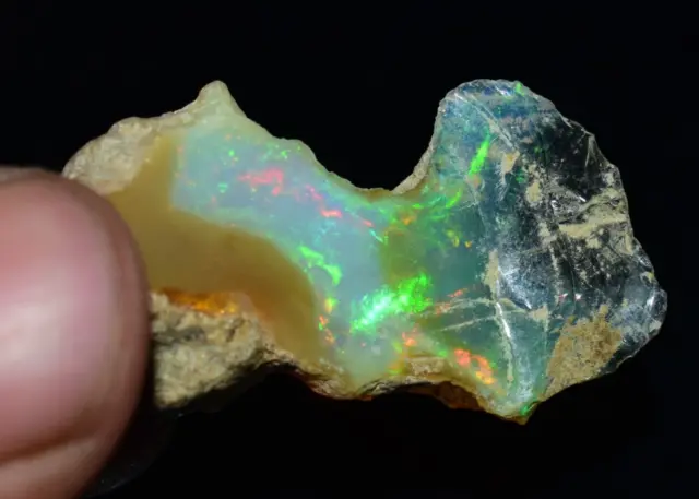 Trockener Opal, roh, 21,25 ct, Größe 35 x 18 mm, natürlicher äthiopischer...