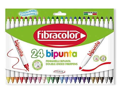 FIBRACOLOR Bipunta Lot de 24 feutres pointe conique et pointe fine super lava...