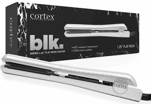 Cortex International Black Series Professional 1.25-Inch Silver Flat Iron NEW