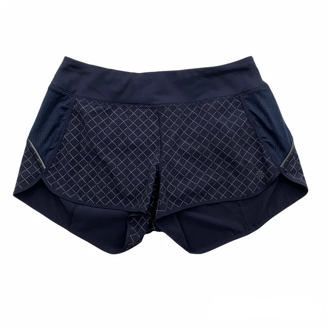 Athleta Track This Run Shorts Navy Blue Diamond Print Women's Small