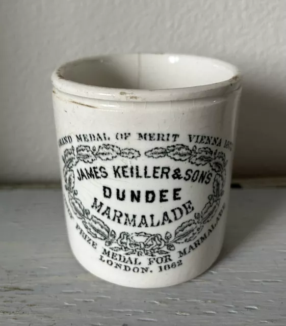 Early Keiller & Sons Dundee Marmalade 1 lb. Ironstone Crock Jar  ~ London 1862