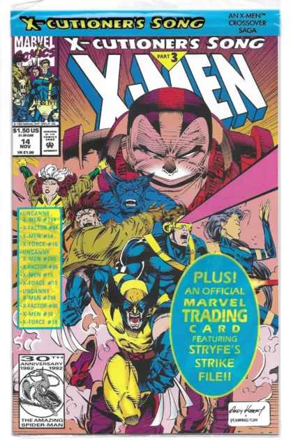 X-MEN #14 MARVEL COMIC BOOK 2nd series X-Cutioner's Song part 3 Apocalypse card