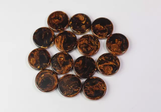 15 Vintage  Brown Carmel Swirl Bakelite Catalin Crisloid 1 1/2" Game Pieces