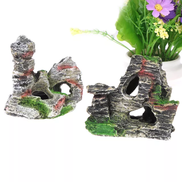 Mountain View Aquarium Rock Cave Tree Bridge Fish Tank Ornament Rockery Decor 3