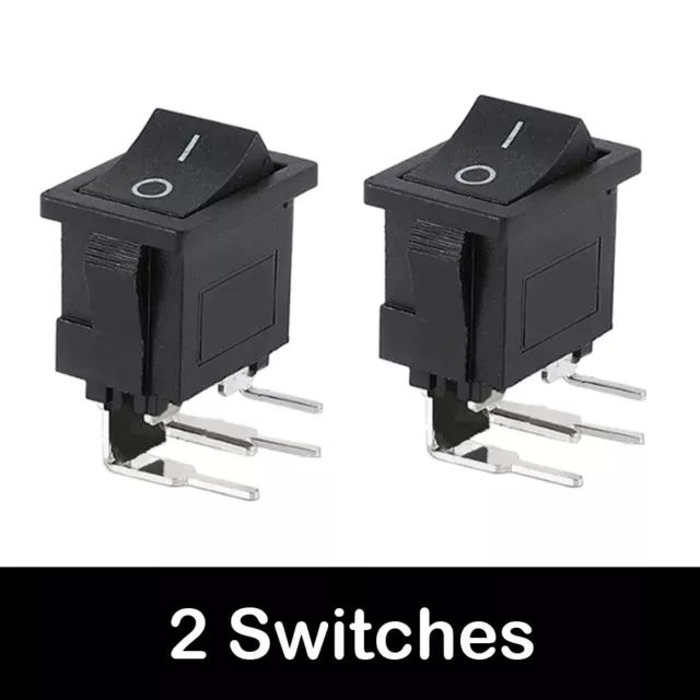 2Pcs KCD1 6A 4 Curved Pins 2 Positions Black Body Without Light Rocker Switches
