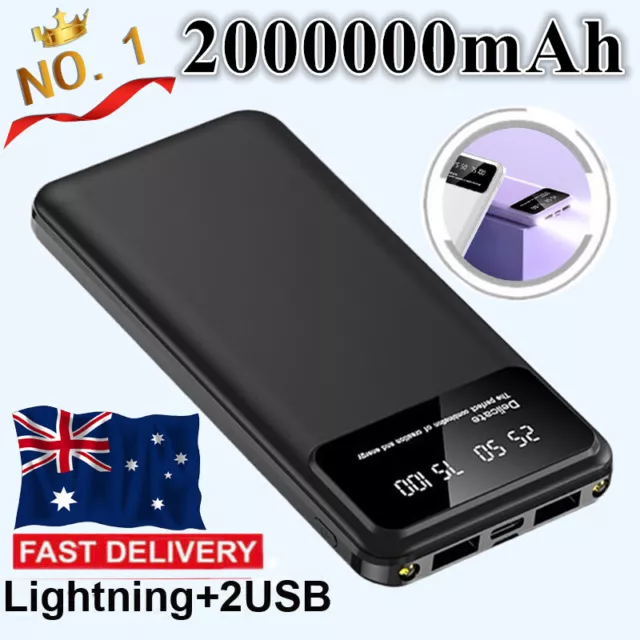 2000000mAh Portable Power Bank 2USB Fast Charger Battery Pack for Mobile Phone