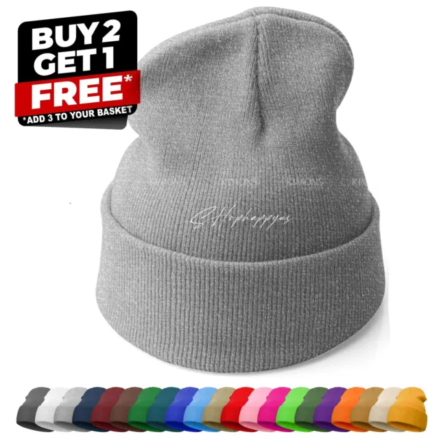 Solid Plain Beanie Hat Cap Knit Ski Skully Cuff Winter Warm Men Women Slouchy CF