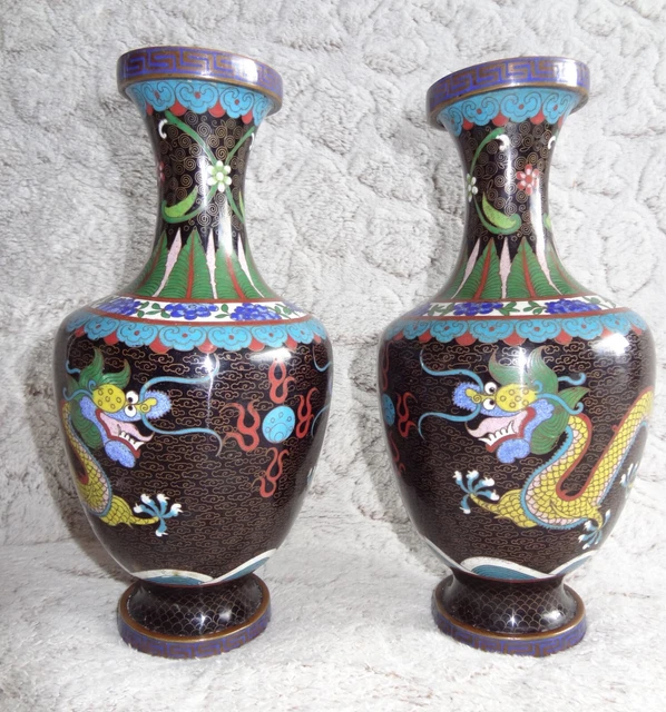 Paire de vases chinois cloisonnée | Au Réveil Du Temps