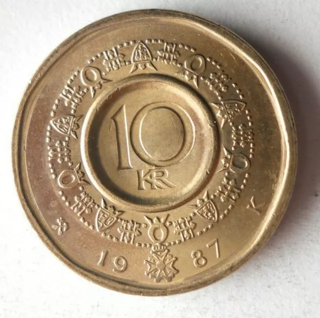 1987 NORWAY 10 KRONER - Excellent Collectible Coin - FREE SHIP - Bin #117