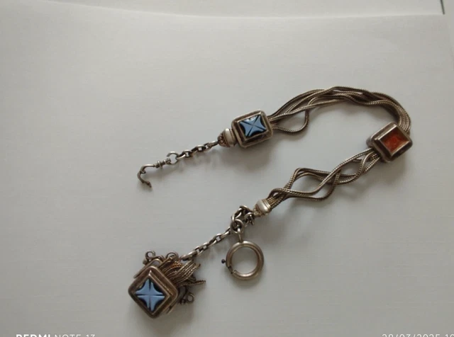 Châtelaine Ancienne Pour Montre à Gousset - Chaîne Métal Argenté, Acier