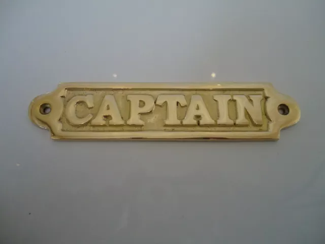 Letrero de puerta Captain placa de latón liso con fijaciones/bar/pub Royal Navy barco