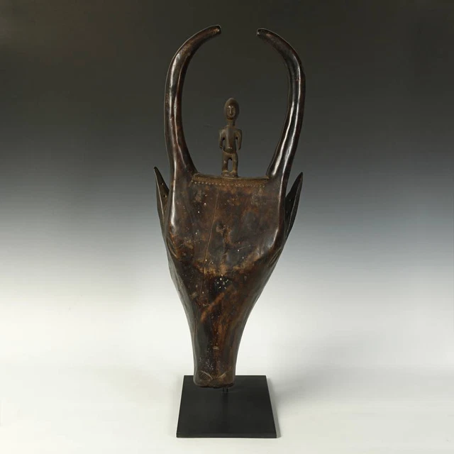 African Mask Bull Carved Wood Bambara People Mali West Africa 20Th C.