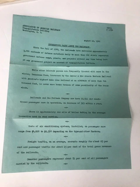 Vtg 1941 Assoc of American Railroads - Interesting Facts About the Railroad P108