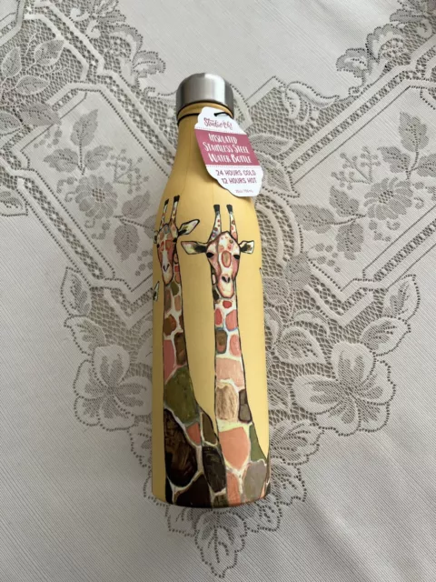 Studio Oh! Giraffes Water Bottle 25oz. stainless steel insulated. New with Tag!!