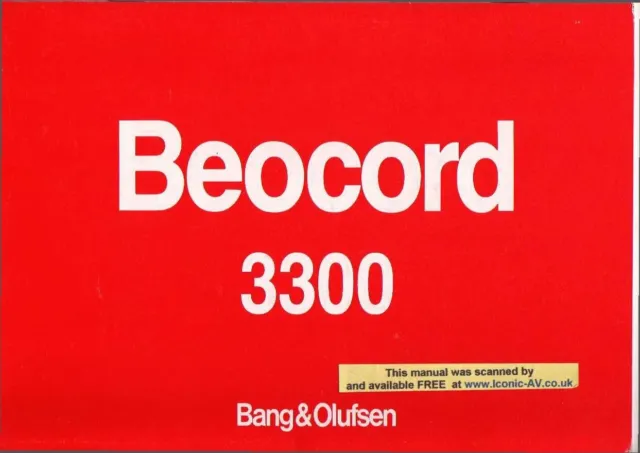 Operating Instructions for Bang Olufsen Beocord 3300