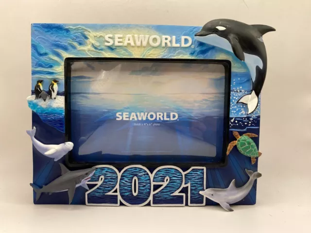 SeaWorld 2021 Photo Frame 4x6 Shark Penguin Sea World
