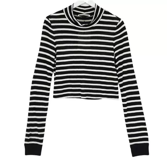 Alexander Wang New Striped Slub Crop Mock Neck Top Size S