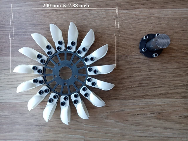 Roue de turbine en Pelton, 15 cuillères assemblées 200 mm 7