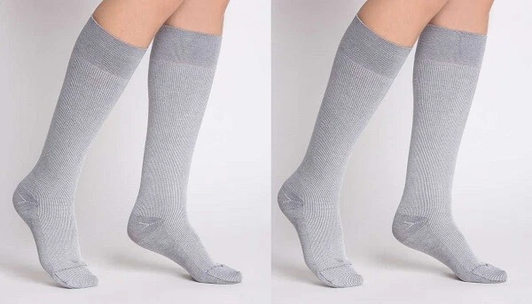Reisestrümpfe mit Stützeffekt (2er-Pack) "grau" Gr. 35-38 P361