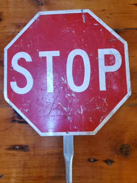 Vintage STOP / SLOW Metal Sign. Reversible, 18 inch, Construction, Patina, older