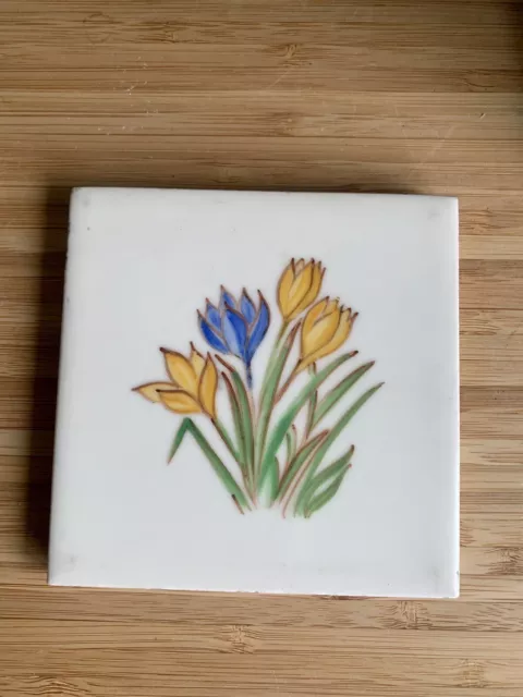 Pilkington’s Hand Painted Tile Floral Crocus Spring Vintage