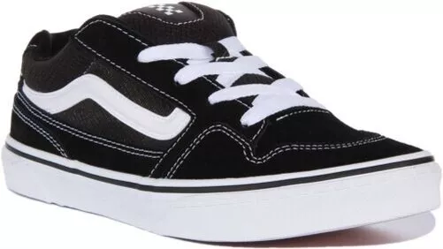 VANS Caldrone Femmes Lacet Bas Décontracté Baskets En Noir Blanc Taille UK 6