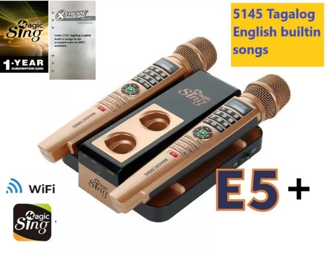 MAGIC SING Karaoke E5+ 5145 Tagalog English song WiFi 2 Wireless Mic 1YR subscri