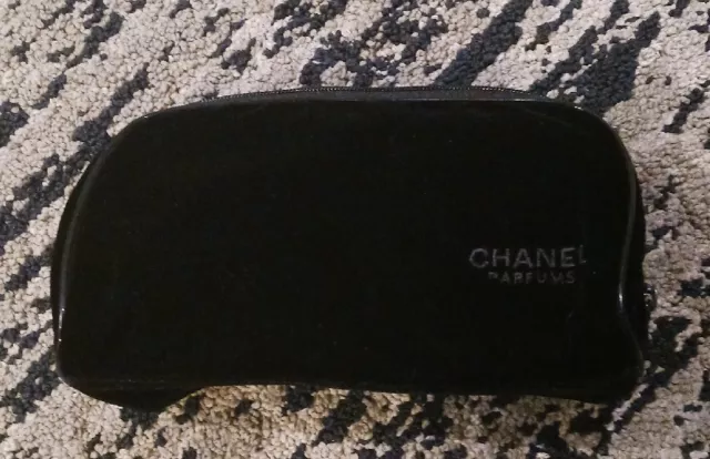 Chanel Parfums Black Zip Up 8 X 5 Cosmetic Bag