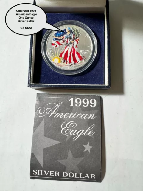 U.S. COIN: Colorized 1999 American Eagle One Ounce SILVER DOLLAR COBM-4276