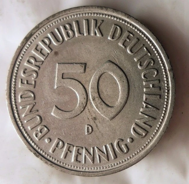 1950 D GERMANY 50 PFENNIG - Excellent Vintage Coin - BARGAIN BIN #162
