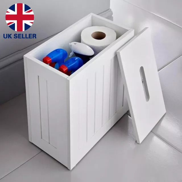 Wooden Slimline Shaker Unit Multi purpose Bathroom Toilet Roll Storage Tidy Box
