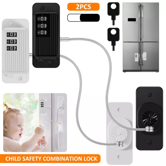 2Pcs Refrigerator Lock Self Adhesive Fridge Combination Lock Child Safe🚩