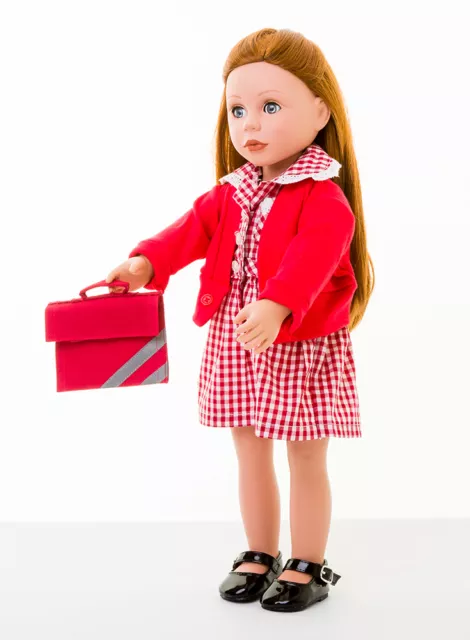 Our Generation Doll Summer Uniform Set By Frilly Lily Dress/Cardy /Bookbag