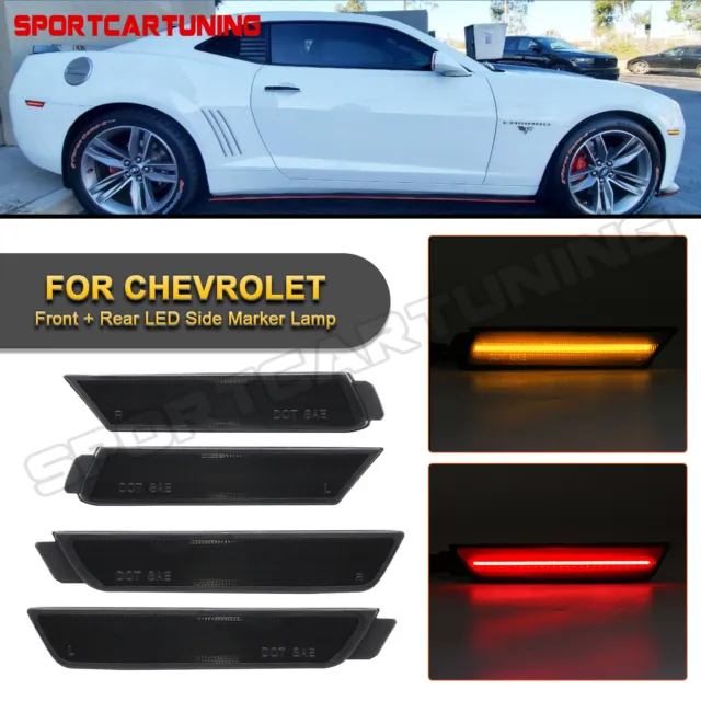 4x LED Front Rear LED Side Marker Lights For 2010-2015 Chevy Camaro SS LT ZL1 LS