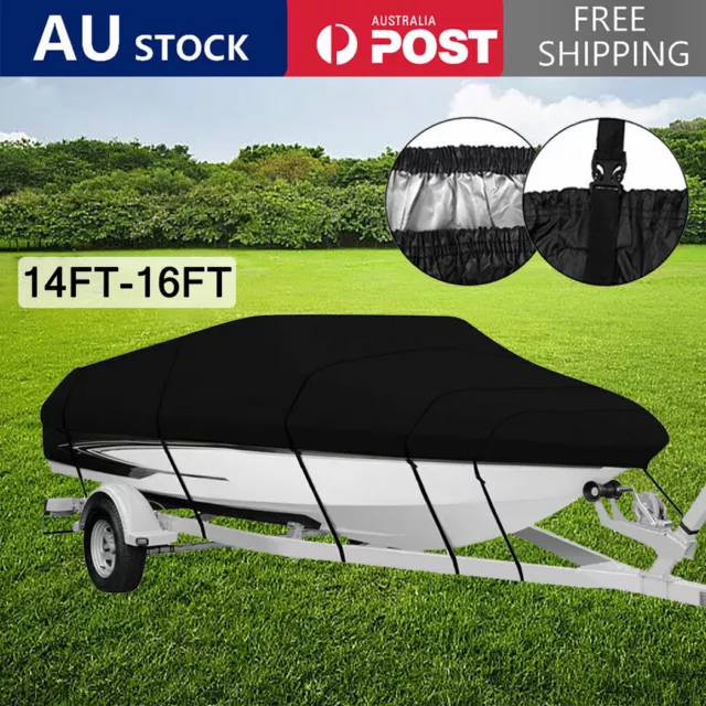 Boat Cover Heavy-Duty Marine Grade Trailerable Jumbo Covers Protector 14ft-16ft