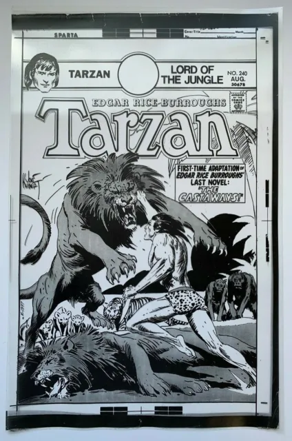 Production Art TARZAN #240 cover, JOE KUBERT art, 11x17, with comic