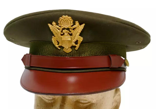 Original WWII US Army Officer Visor Hat **NICE**