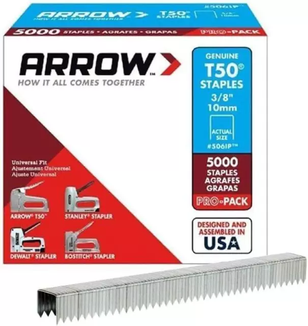 Arrow Fastener 506ip Genuine T50 3/8-inch Staples 5000-pack