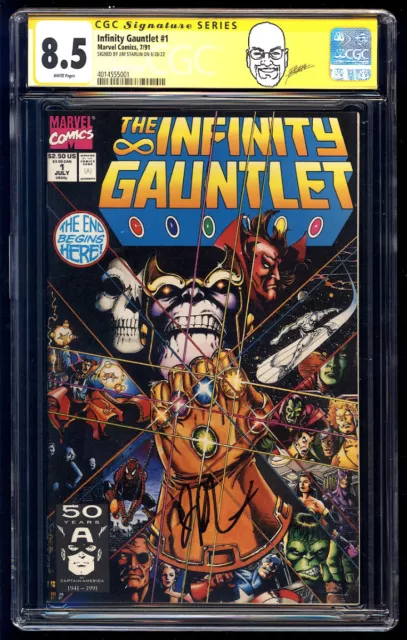 Infinity Gauntlet #1 SS CGC 8.5 Jim Starlin Signature Series 1991 Thanos