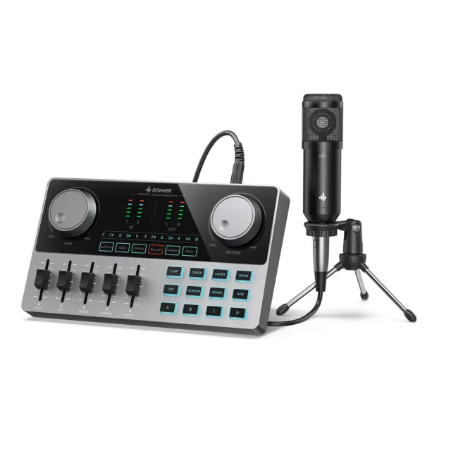 🎙️DONNER Podcast Production Studio Mixer Console with Microphone All in One