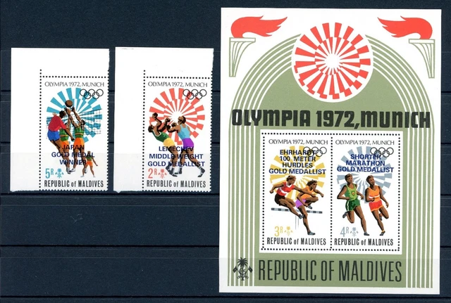Malediven 430-431 A + Bl. 15 postfrisch Olympia München 1972 #JS079